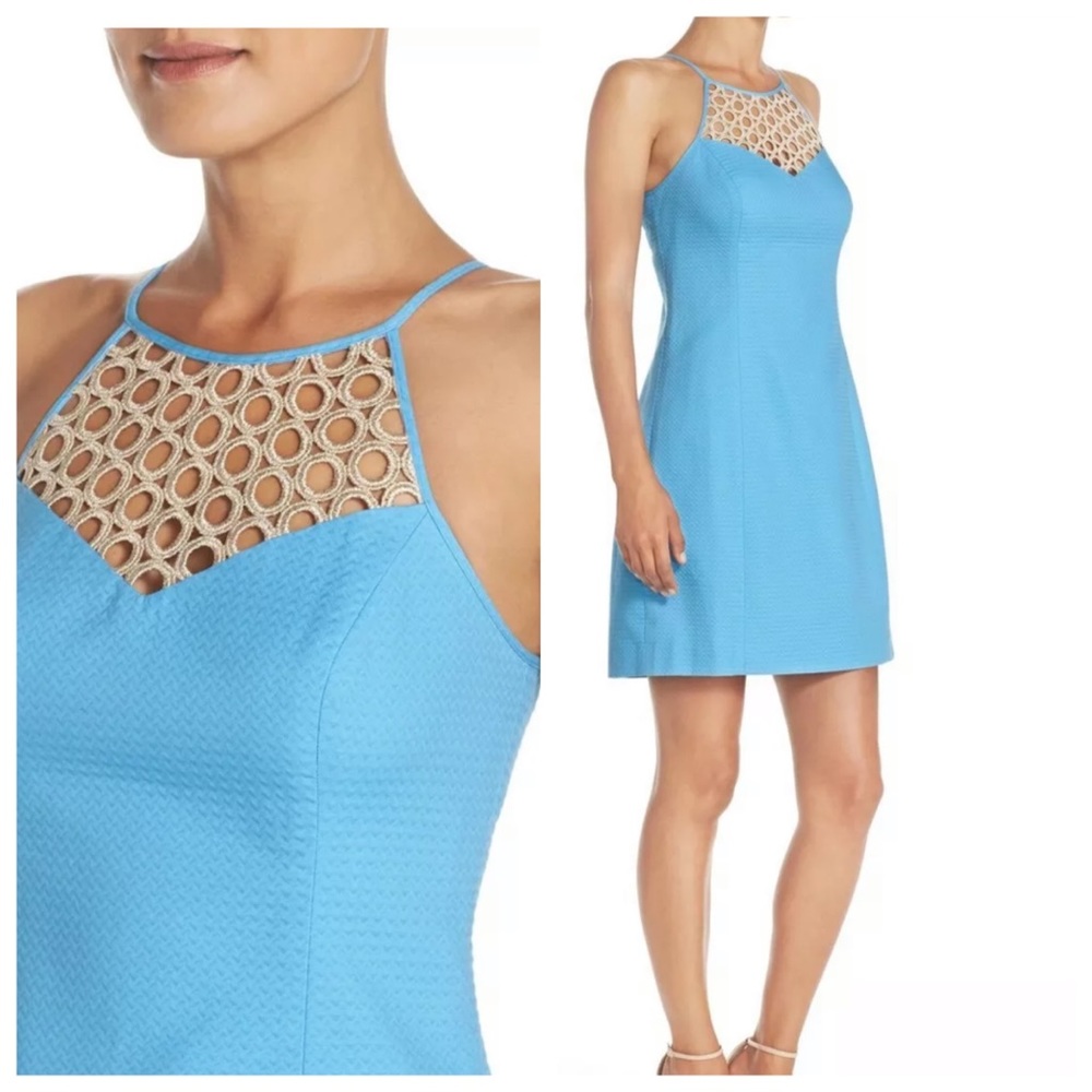 Lilly Pulitzer Larina Seaspray Blue Gold Circle 6